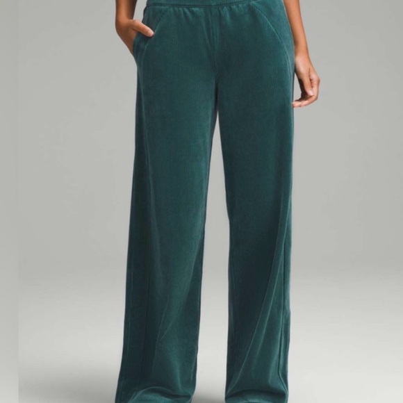 Lululemon Track Set Scuba Jacket Wide Leg Pants Storm Teal Velvet Cord Size 4 - Picture 11 of 13